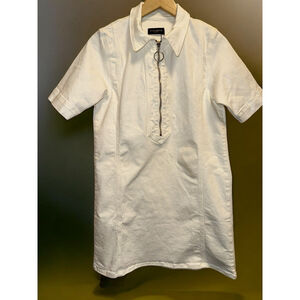 Ramy Brook White Denim Mini Dress Front Zip Size Small New